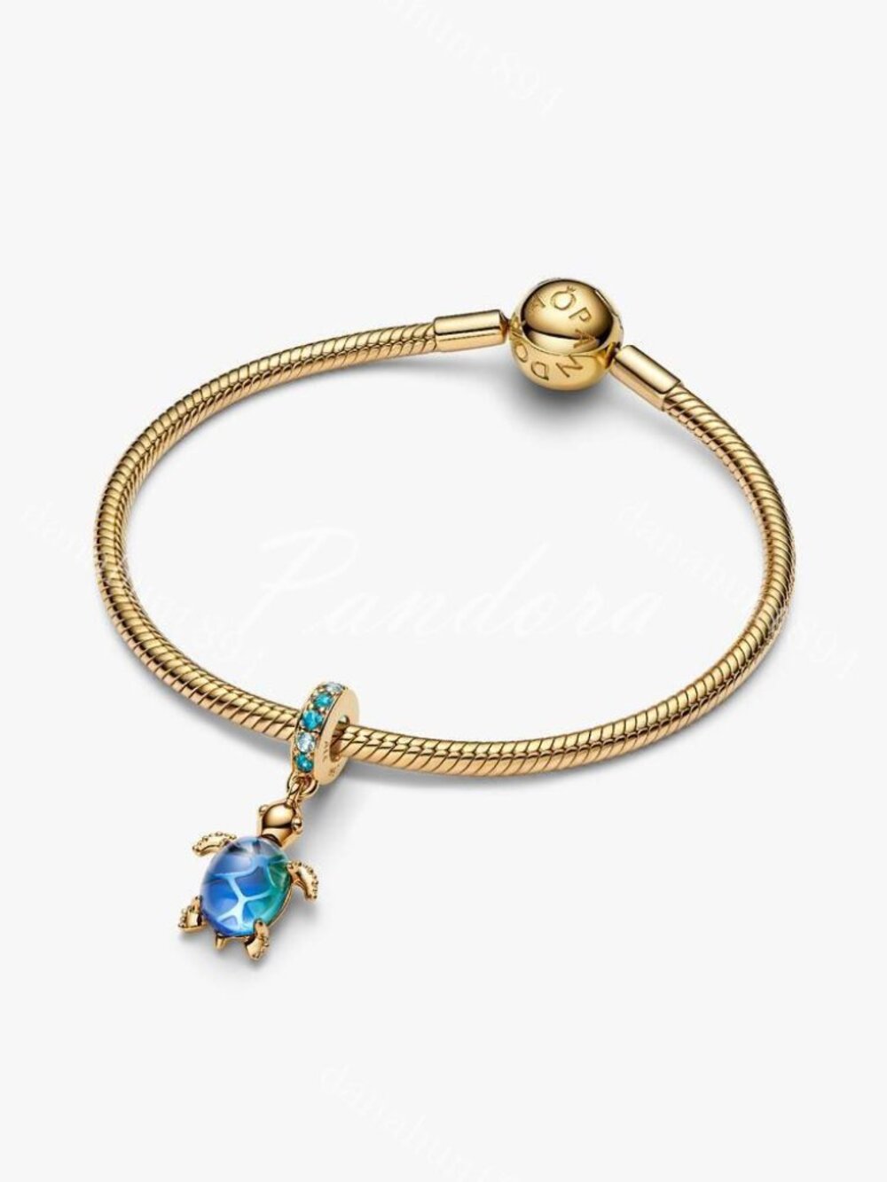 Pandora Sea Turtle Murano Glass Dangle Charm - Picture 5 of 5